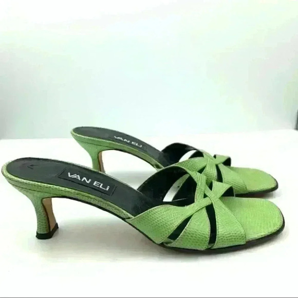 Vaneli heels 8.5 S green leather snakeskin print - Picture 11 of 11